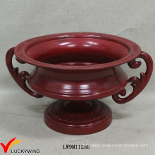 Handcrafted Red Paint Metal Flower Urn Planter